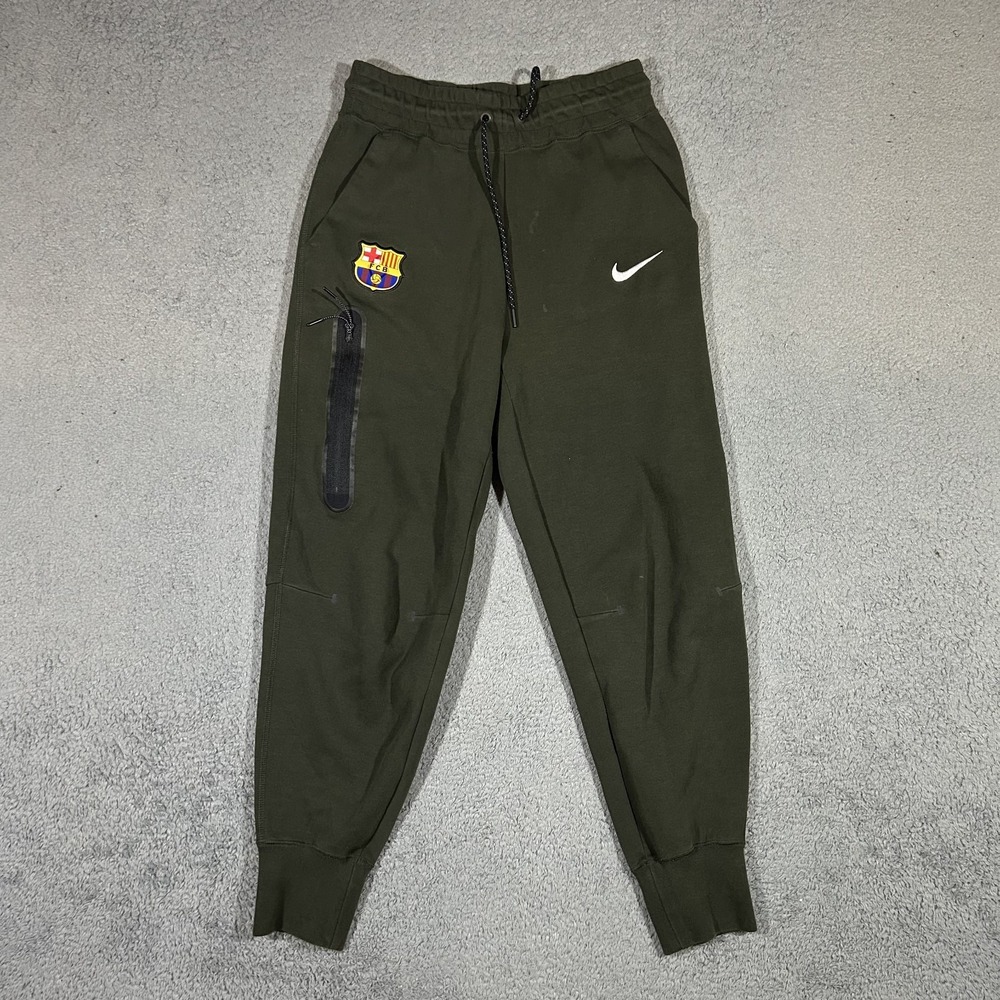 Nike FC Barcelona Tech Fleece Trousers Olive Green Joggers DV5561-355 Mens S